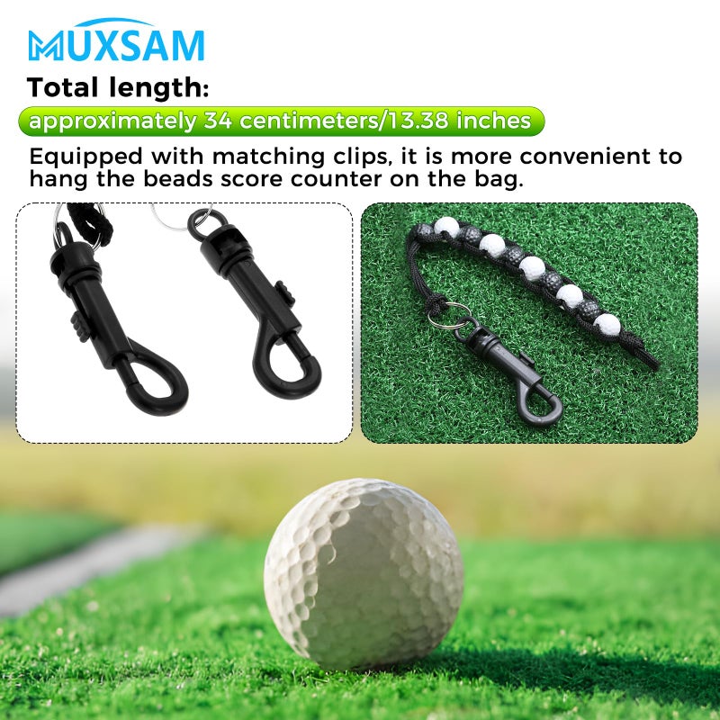 MUXSAM 1 Piece Golf Beads Score Counter with Clip (Black), Golf Stroke Score Count Keeper Putting Score Counter for Referee Caddy Golfer - Image 4